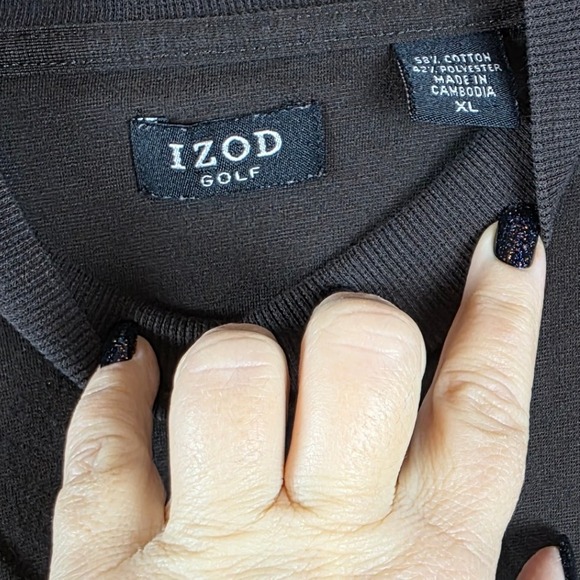IZOD GOLF Mens Sz XL Long Sleeve Mock Neck Pullover Shirt Brown Layering‎ Preppy - Picture 3 of 6